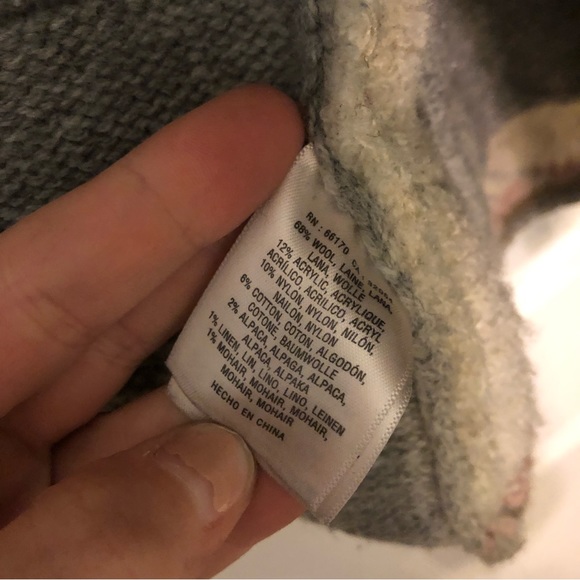 Anthropologie Sleeping On Snow Patch Knit Color-block Wool Blend Cardigan - Picture 6 of 7